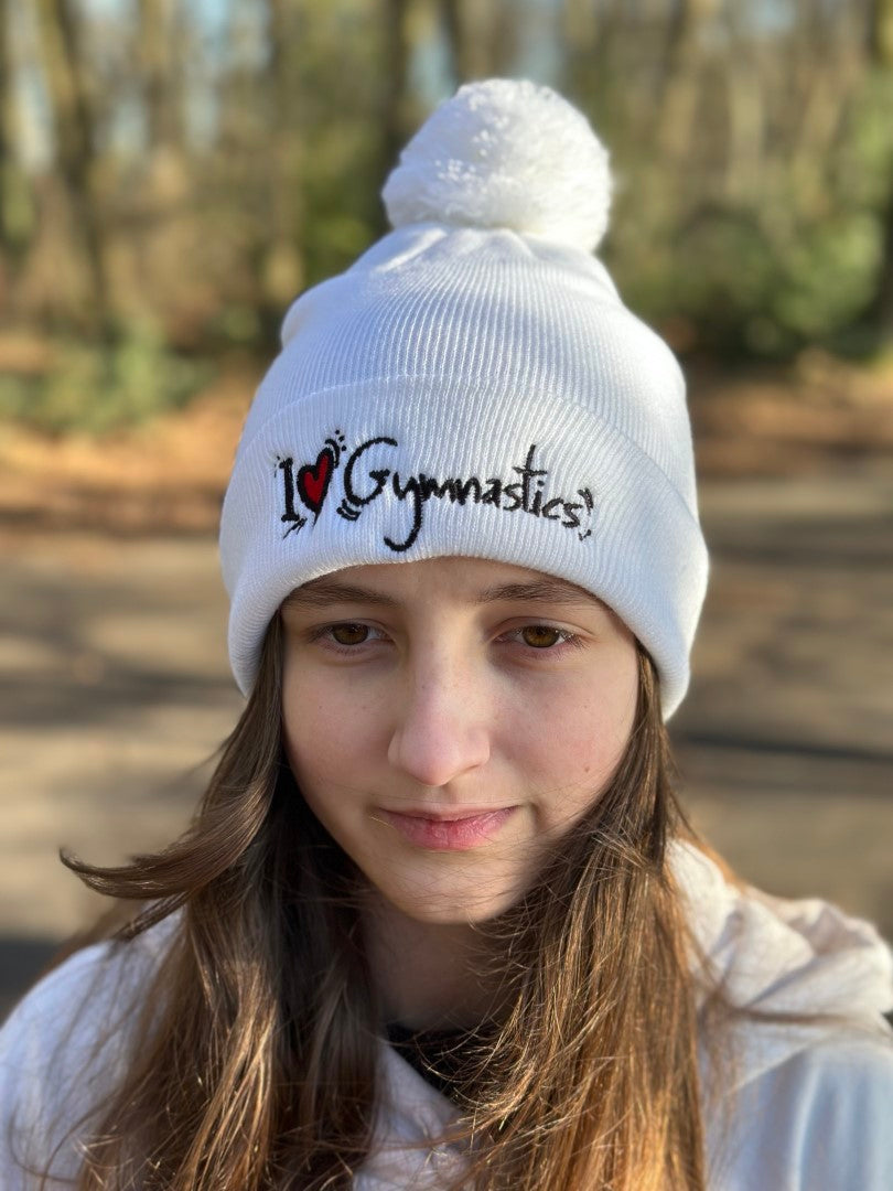 I Love Gymnastics - Beanie met pompon