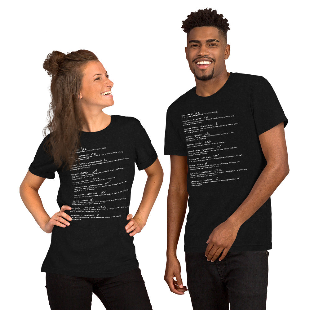 Gymnastiek Woordenboek - Uniseks T-shirt met Witte Tekst
