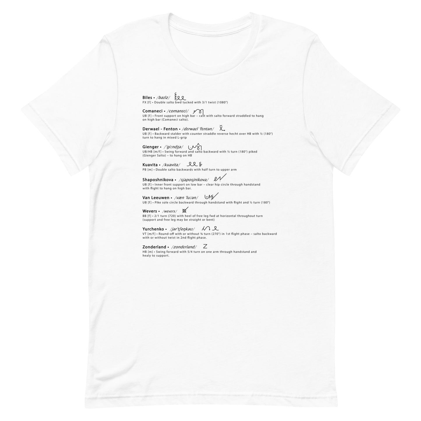 Gymnastiek Woordenboek - Uniseks T-shirt met Zwarte Tekst