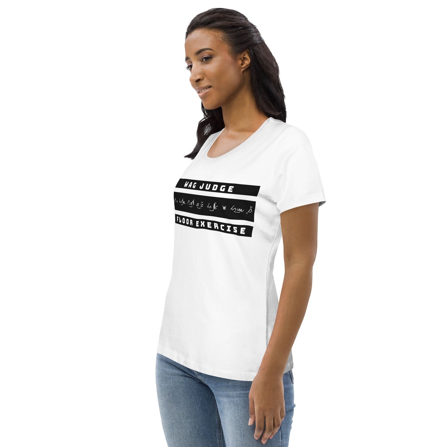 Jurylid Vloer - Getailleerd Eco-T-shirt (wit) voor dames