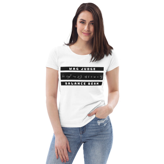 Jurylid Evenwichtsbalk - Getailleerd Eco-T-shirt (wit) voor dames